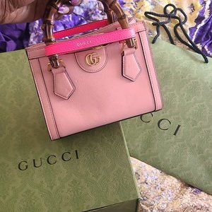 100% Authentic Gucci Bamboo Diana Mini Tote 2Way Shoulder
